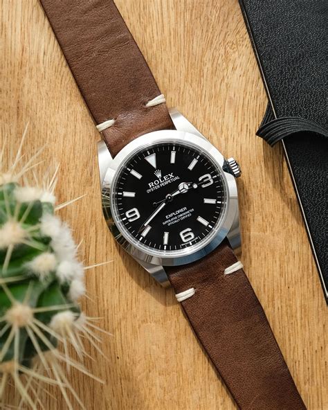 rolex explorer on leather strap